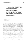 Cover page: "Aluguer a turistas": la poesía como resistencia ante la violencia turística en el espacio portugués