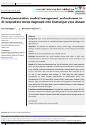 Cover page: Clinical presentation, medical management, and outcomes in 35 hospitalized sheep diagnosed with bluetongue virus disease.