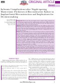 Cover page: Ischemic Complications after Nipple-sparing Mastectomy: Predictors of Reconstructive Failure in Implant-based Reconstruction and Implications for Decision-making.