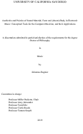 Cover page: Aesthetics and Poietics of Sound Material, Form and (absent) Body in Electronic Music: Conceptual Tools for the Computer Musician, and their Applications