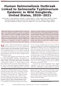 Cover page: Human Salmonellosis Outbreak Linked to Salmonella Typhimurium Epidemic in Wild Songbirds, United States, 2020-2021.