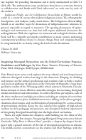 Cover page: Integrating Aboriginal Perspectives into the School Curriculum: Purposes, Possibilities and Challenges. By Yatta Kanu.