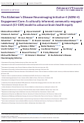 Cover page: The Alzheimers Disease Neuroimaging Initiative-4 (ADNI-4) Engagement Core: A culturally informed, community-engaged research (CI-CER) model to advance brain health equity.