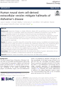 Cover page: Mitigation of Alzheimer’s Disease Neuropathologies by Human Neural Stem Cell-derived Extracellular Vesicles