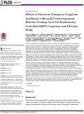 Cover page: Effects of Hormone Therapy on Cognition and Mood in Recently Postmenopausal Women: Findings from the Randomized, Controlled KEEPS-Cognitive and Affective Study.