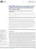 Cover page: MicroRNA-146a acts as a guardian of the quality and longevity of hematopoietic stem cells in mice