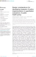 Cover page: Design considerations for developing measures of policy implementation in quantitative evaluations of public health policy.