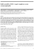 Cover page: Stable assembly of HIV-1 export complexes occurs cotranscriptionally