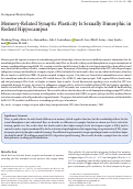 Cover page: Memory-Related Synaptic Plasticity Is Sexually Dimorphic in Rodent Hippocampus