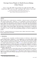 Cover page of Deriving Criteria Weights for Health Decision Making: A Brief Tutorial