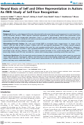 Cover page: Neural Basis of Self and Other Representation in Autism: An fMRI Study of Self-Face Recognition