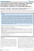 Cover page: Transcriptomes Reveal Genetic Signatures Underlying Physiological Variations Imposed by Different Fermentation Conditions in Lactobacillus plantarum