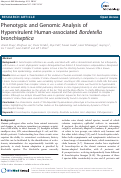 Cover page: Phenotypic and Genomic Analysis of Hypervirulent Human-associated Bordetella bronchiseptica