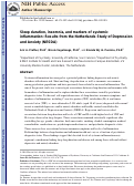 Cover page: Sleep duration, insomnia, and markers of systemic inflammation: Results from the Netherlands Study of Depression and Anxiety (NESDA)