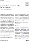 Cover page: Behavioral responses of juvenile white sturgeon (Acipenser transmontanus) to manipulations of nutritional state and predation risk