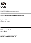 Cover page: Chinese Globalization and Migration to Europe