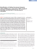 Cover page: Identification of defined structural elements within TOR2 kinase required for TOR complex 2 assembly and function in Saccharomyces cerevisiae