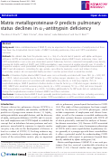 Cover page: Matrix metalloproteinase-9 predicts pulmonary status declines in alpha1-antitrypsin deficiency