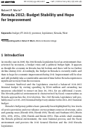 Cover page: Nevada 2012: Budget Stability and Hope for Improvement