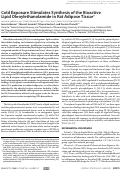 Cover page: Cold Exposure Stimulates Synthesis of the Bioactive Lipid Oleoylethanolamide in Rat Adipose Tissue*
