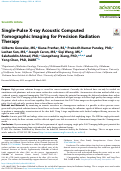 Cover page: Single-Pulse X-ray Acoustic Computed Tomographic Imaging for Precision Radiation Therapy