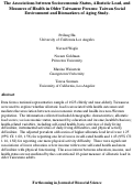 Cover page: The Associations between Socioeconomic Status, Allostatic Load, and Measures of Health in Older Taiwanese Persons: Taiwan Social Environment and Biomarkers of Aging Study.