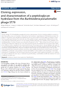 Cover page: Cloning, expression, and characterization of a peptidoglycan hydrolase from the Burkholderia pseudomallei phage ST79