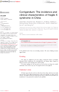 Cover page: Corrigendum: The incidence and clinical characteristics of fragile X syndrome in China.