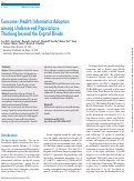 Cover page: Consumer Health Informatics Adoption among Underserved Populations: Thinking beyond the Digital Divide.