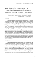 Cover page: New Research on the Impact of Cultural Influences in Education on Native Hawaiian Student Outcomes