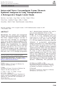 Cover page: Intercostal Nerve Cryoanalgesia Versus Thoracic Epidural Analgesia in Lung Transplantation: A Retrospective Single-Center Study.