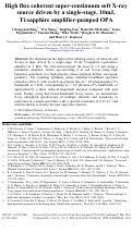 Cover page: High flux coherent super-continuum soft X-ray source driven by a single-stage, 10mJ, Ti:sapphire amplifier-pumped OPA.