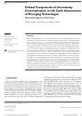 Cover page: Critical Components of Uncertainty Communication in Life Cycle Assessments of Emerging Technologies