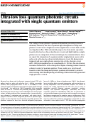 Cover page: Ultra-low loss quantum photonic circuits integrated with single quantum emitters