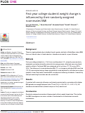 Cover page: First-year college students’ weight change is influenced by their randomly assigned roommates’ BMI