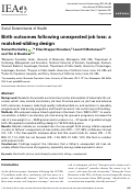Cover page: Birth outcomes following unexpected job loss: a matched-sibling design.