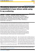 Cover page: Visualizing plasmons and ultrafast kinetic instabilities in laser-driven solids using X-ray scattering