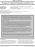 Cover page: The Impact of a Standardized Checklist on Transition of Care During Emergency Department Resident Physician Change of Shift