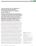 Cover page: “How Do We Do This at a Distance?!” A Descriptive Study of Remote Undergraduate Research Programs during COVID-19