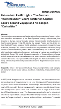 Cover page: Return into Pacific Lights: The German “Welterkunder” Georg Forster on Captain Cook’s Second Voyage and his Tongan “Curiosities”