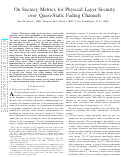 Cover page: On Secrecy Metrics for Physical Layer Security Over Quasi-Static Fading Channels