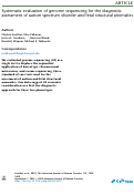 Cover page: Systematic evaluation of genome sequencing for the diagnostic assessment of autism spectrum disorder and fetal structural anomalies.