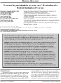 Cover page: “I wanted to participate in my own care”: Evaluation of a Patient Navigation Program