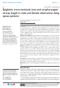 Cover page: Epiglottis cross-sectional area and oropharyngeal airway length in male and female obstructive sleep apnea patients.