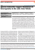 Cover page: Igneous meteorites suggest Aluminium-26 heterogeneity in the early Solar Nebula.