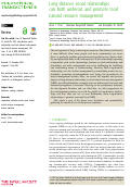 Cover page: Long-distance social relationships can both undercut and promote local natural resource management.