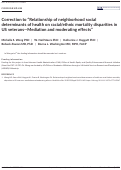 Cover page: Correction to “Relationship of neighborhood social determinants of health on racial/ethnic mortality disparities in US veterans—Mediation and moderating effects”