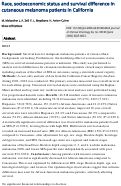 Cover page: Race, socioeconomic status and survival difference in cutaneous melanoma patients in California.