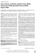 Cover page: Association of Parity and Previous Birth Outcome With Brachial Plexus Birth Injury Risk