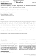 Cover page: The Two Cultures of Science: Implications for University-Industry Relationships in the U.S. Agriculture Biotechnology